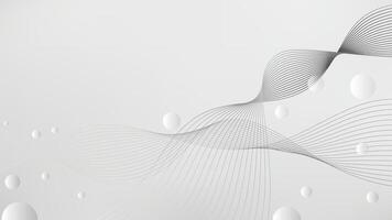 Elegant Grey Monochrome Abstract Wave Lines and Floating Spheres Minimalist Background vector
