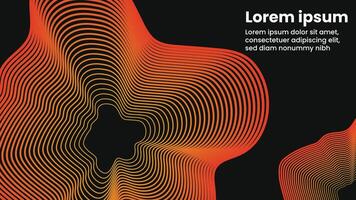 Abstract Curvy Lines Background in Vibrant Orange and Red Gradient on Dark Modern Style Layout vector