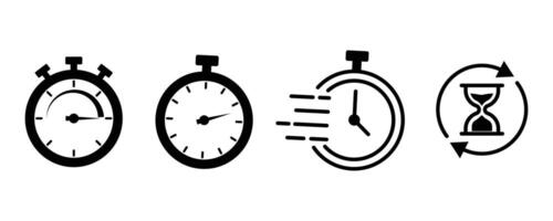 Timer icon set. Stopwatch sign. Watch countdown symbol. scheduling, and time management symbols. vector