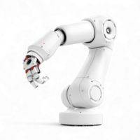 Hyper-realistic industrial robot illustration in factory setting png