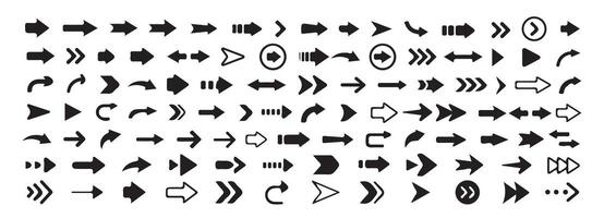 Big arrows set. Navigation and Direction Arrows vector