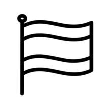 Simple Line Style Waving Banner Country Symbol Outline Flag Icon vector