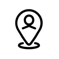 Simple Outline Person Inside Location Pin Shape Glyph Icon vector
