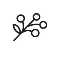 Simple Outline Berry Twig Branch with Leaf Plant Illustration Icon vector