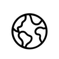 Outline Handdrawn Planet Earth Global Sphere Contour Map Icon Element vector