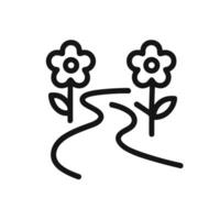Simple Outline River with Flower Icon Illustration on White Background vector