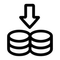 Simple Lineart Coin Stacking with Arrow Symbol Investment Banking Icon vector