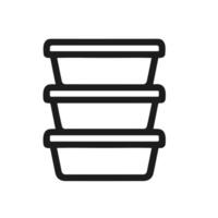 Simple Outline Stacked Food Container Storage Box Line Art Icon vector