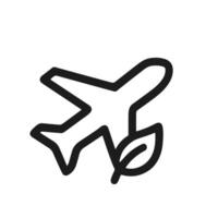 Minimalist Outline Airplane and Leaf Symbol Eco Friendly Flight Icon vector