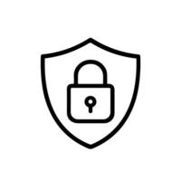Minimalist Outline Shield Padlock Security System Protection Internet Icon vector
