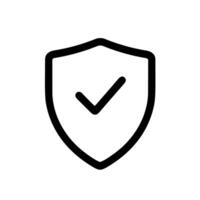 Simple Outline Shield Checkmark Tick Shape Icon with Rounded Corners vector