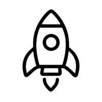Minimalist Outline Spacecraft Startup Launching Rocketship Transportation Icon Design Element vector