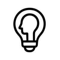 Simple Outline Head in Lightbulb Brainstorming Idea Inspiration Icon vector