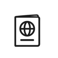 Minimalist Outline International Passport with Globe Symbol Travel Document Icon vector