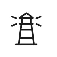 Minimalist Outline Lighthouse Beacon Navigation Guidance Architecture Building Icon vector