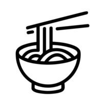 Minimalist Outline Noodles in Bowl with Chopsticks Food Icon vector