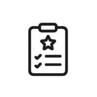 Simple Outline Clipboard Star and Checkmark Sign Flat Style Icon vector