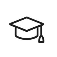 Simple Outline Graduation Cap Academic Element Education Icon Symbol vector