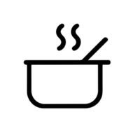 Simple Line Art Cooking Pot with Steam Icon Symbol Element vector