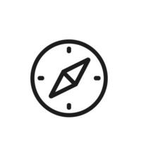 Simple Outline Compass Directional Navigation Instrument Pointing North Icon Illustration vector