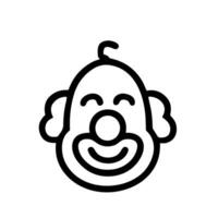 Minimalist Outline Smiling Clown Face Funny Character Icon Illustration vector