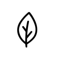 Minimalist Outline Single Leaf Icon Isolated on White Background Illustration vector