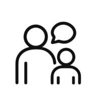 Simple Line Art Conversation People Communication Icon Minimalist Design vector