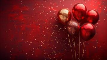 red and color birthday wallpaper with copy space, celebration backdrop photo