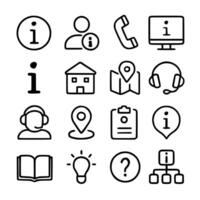 Simple Line Style Information Support and Communication Icon Set Collection vector