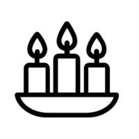 Minimalist Outline Three Candle on Holder Icon Design Element vector