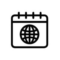Simple Outline Globe on Calendar Date Reminder Minimalist Icon vector
