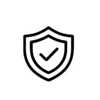 Simple Outline Shield Checkmark Security Protection Icon for Web and Mobile vector