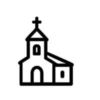 Simple Outline Minimalist Church Building with Cross Architecture Icon vector