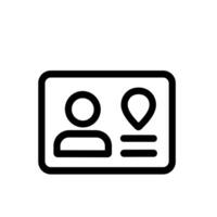Simple Outline User Identification Card With Placeholder Location Mark Icon vector