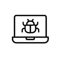 Simple Outline Laptop Computer Bug Malware Virus Threat Icon Symbol vector