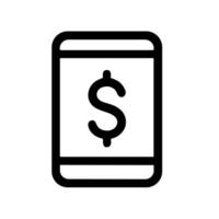 Simple Line Mobile Money Transaction Outline Icon for Financial Application vector