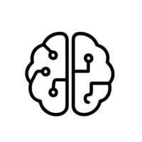 Simple Outline Artificial Intelligence Brain Connection Symbol Shape Icon Graphic vector