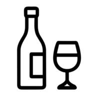 Minimalist Outline Bottle and Glass Drink Line Icon Design Element vector