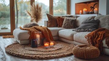 Autumn or fall season house concept. cozy appartment photo