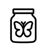 Simple Outline Butterfly in Jar Glass Container Illustration Graphic Element vector