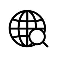 Simple Outline Globe with Magnifying Glass Internet Search Icon Element vector