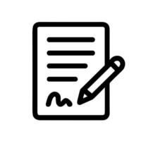 Simple Outline Document with Pen Hand Drawn Contract Icon Design Element vector