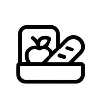 Simple Outline Style Lunch Box Container with Food Illustration vector