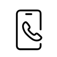 Outline Stroke Mobile Phone Call Icon with Handset and Screen vector