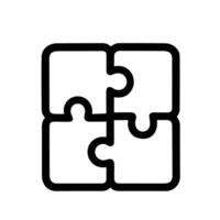 Simple Outline Four Pieces Jigsaw Puzzle Icon Solution Concept Design vector