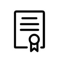 Simple Line Certificate Document with Seal Icon Isolated on White Background vector
