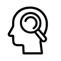 Outline Simple Line Head with Magnifying Glass Thinking Concept Icon vector