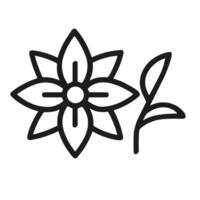 Minimalist Outline Flower Botanical Illustration with Leaf Decorative Design Element vector