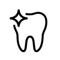 Simple Outline Tooth With Sparkling Star Shape Healthcare Icon vector