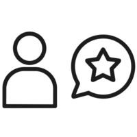 Simple Outline User with Star Speech Bubble Customer Feedback Icon vector